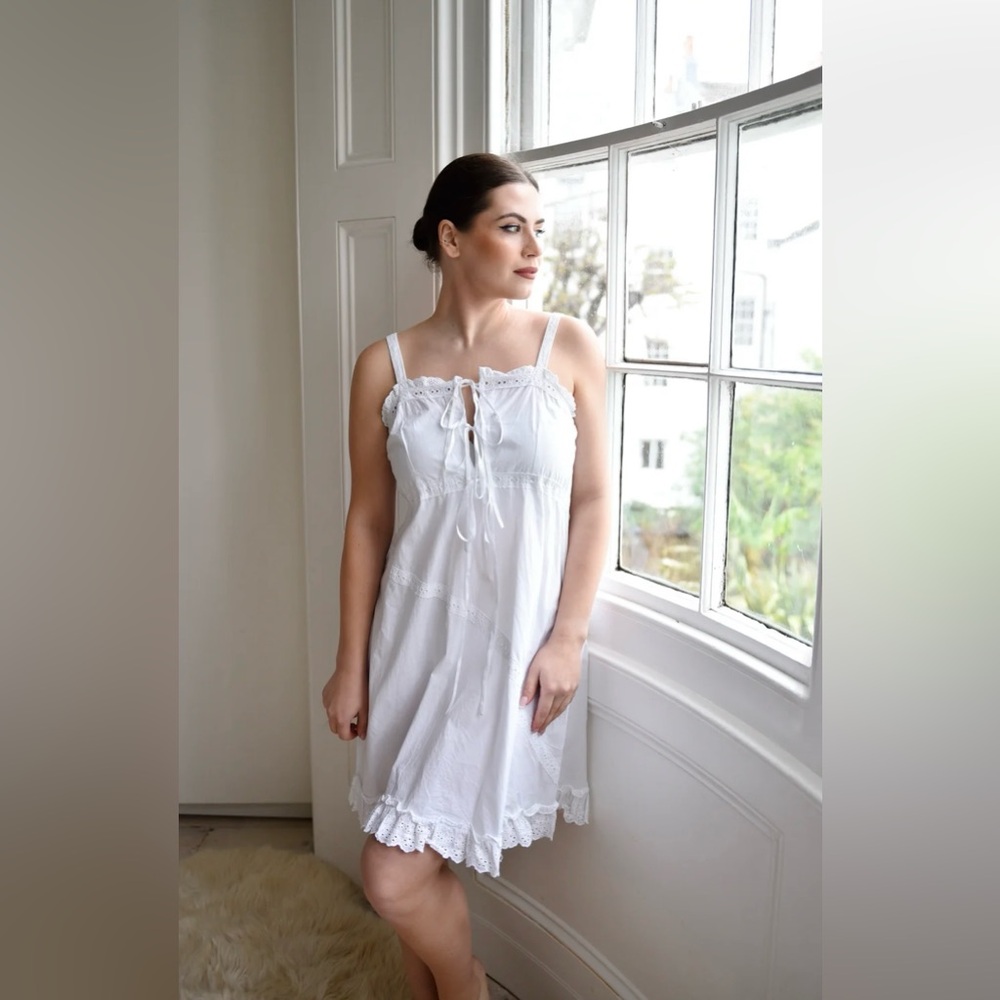 NWT Powell Craft Maria Nightgown in white cotton OS One Size
